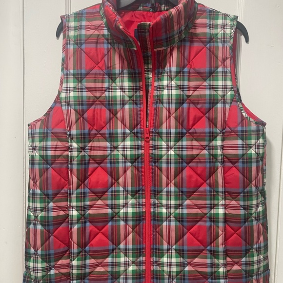 Lands' End Red plaid vest - Picture 2 of 3